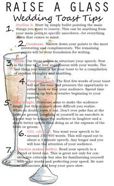 Wedding toast tips... May be good for the emotional bride/grooms ...
