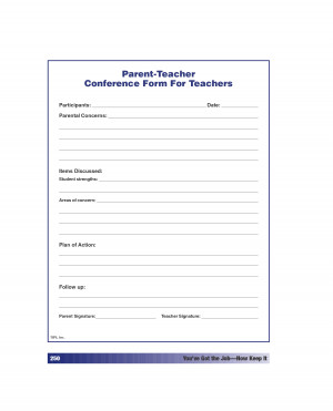 Parent Teacher Conference Forms Preschool