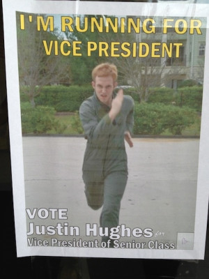 Justin Hughes is running for vice president of senior class and just ...