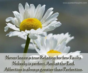 Relationship Quotes – Affection is always greater than Perfection