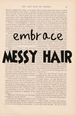 EMBRACE MESSY HAIR print - vintage art book page print - funny quote ...