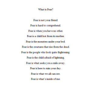 slim-mathers:My sister’s poetry about fear. She’s only 12.Please ...