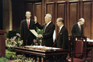 Minister Mentor Lee Kuan Yew the founding prime minister of Singapore ...