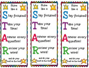 Star Testing Motivation Bookmarks and Testing Sign