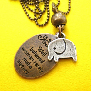 > Products > Elephant Animal Pendant Necklace in Bronze with Quote ...