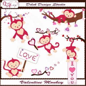 Cute Dilek Valentine Monkey clipart perfect for your craft project ...