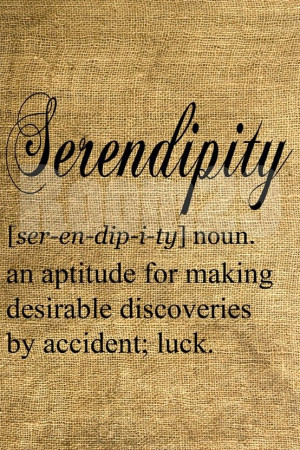Serendipity! This word reminds me of one of my kids. Always seems to ...