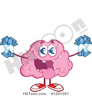 Pink Brain Mascot With Euro