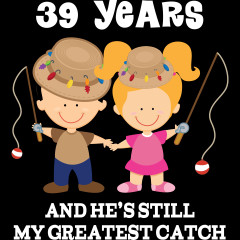 39th Anniversary fishing couple gift.