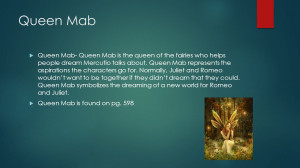 ... Mercutio talks about. Queen Mab represents the aspirations the cha