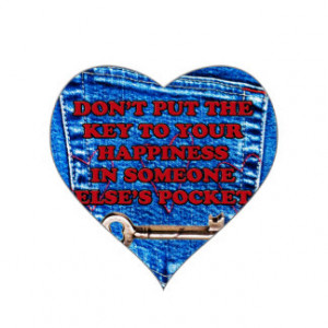Key to Happiness Pocket Quote Blue Jeans Denim Heart Stickers