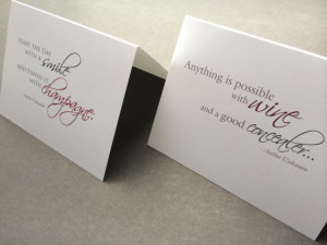 The Love of Wine and Champagne in Quotes - as Note Cards