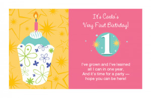Baby Girl's 1st Birthday Birthday Printable Cards