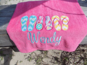 ... personalized-beach-towel-flip-flops-trio Beach Bags Chairs Misc, Flip