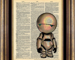 Robot Marvin Hitchhikers Guide Page Print Up Cycled ...