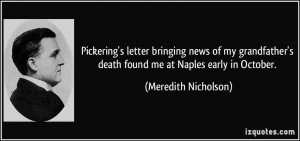 ... death found me at Naples early in October. - Meredith Nicholson