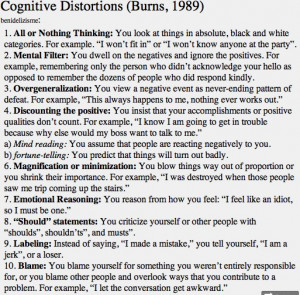 Cognitive distortions. Read the list... how many out of 10 have you ...