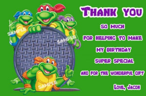 Teenage Mutant Ninja Turtles Thank you card Birthday