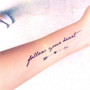 ... Tattoo Designs › 2pcs Follow your heart quote and arrow tattoo