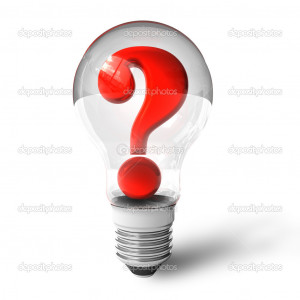 Question mark in lightbulb - Stock Image