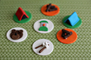 Camping Bear, Tents, Smores, Lanterns, and Fire Fondant Toppers for ...