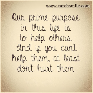 Our Prime Purpose in this Life is To Help Others And If You Cant Help ...
