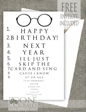 Funny Eye Exam Birthday Card : Customized Handmade Greeting Card