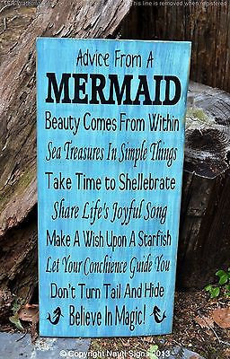 Beach Signs, Beach Decor, Mermaid Sign, Advice From A Mermaid Wooden ...
