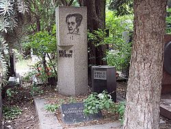 Ilya Ehrenburg's grave with a wire reproduction of his portrait by ...