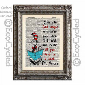 Dr. Seuss Vintage Upcycled Book Page Dictionary Art Prints