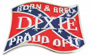 Belt Buckle Born & Bred Dixie Rebel Flag