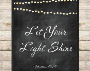 ... Verse Scripture Inspirational Quote Chalkboard String Lights Print