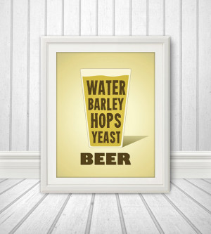 Hops Yeast Print, Beer Glass, Beer Print, Beer Poster, Beer Quote ...