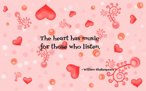 The heart has music... quote wallpaper