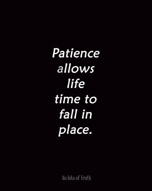 Patience allows life time to fall in place.