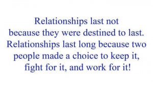 Lasting Relationships takes work..