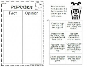 Peterson’s Pad: Popcorn Fact vs. Opinion worksheet (read Tomie ...