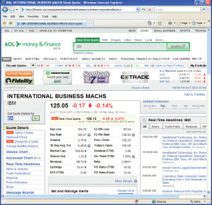 aol stock quotes real time