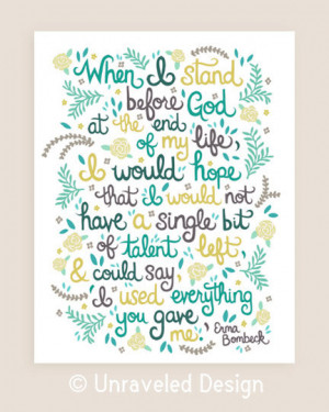 8x10-in Erma Bombeck Quote Illustration Print.