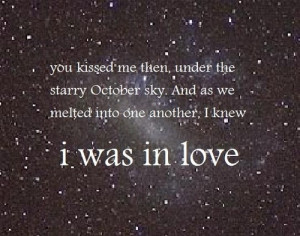kiss, love, october, quote, sky, stars