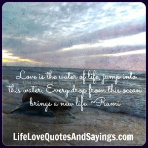 Love is the water of life, jump into this water. Every drop from this ...