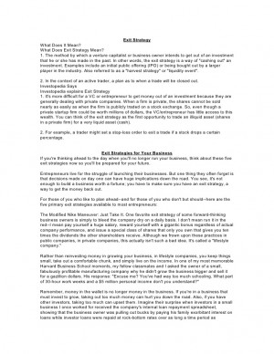 exit strategy template