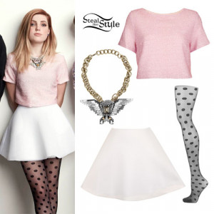 Sydney Sierota: Pink Fuzzy Top, White Circle Skirt More