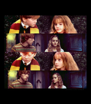 glances, harry potter, hermione, hermione granger, ron, ron and ...