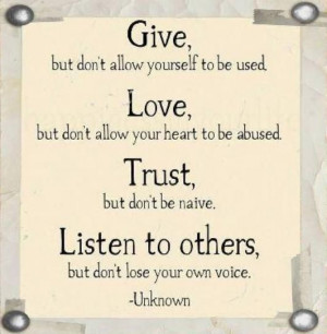 Give, Love, Trust, Listen to Others