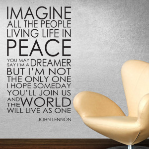 ... about IMAGINE WALL STICKER DECAL JOHN LENNON LYRICS WORDS QUOTES w96