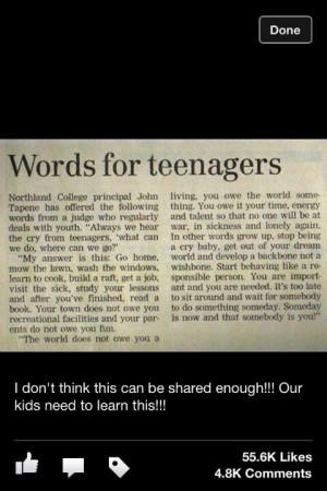 Good advice for teens