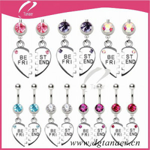 Surgical Steel Best Friends Puzzle Heart Navel jewelry