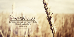 ... Whosoever puts his trust in Allah, He will suffice him.” Quran 65:3