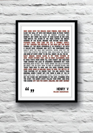 Shakespeare quote, Shakespeare poster, Henry V Poster, quote poster ...